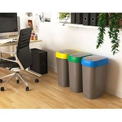 Vuilnisbakken|Brico Kis Vuilsnisbak 'Dual Swing Eco' Blauw En Grijs 50 L