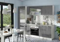 Keukenkasten|Brico Kolomkast Keuken Delice 60X204Cm 2 Deuren Hoogglans Grijs