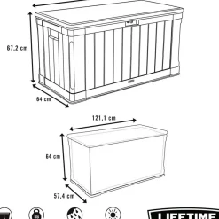 Brico Lifetime Kussenbox 439L 127,9X67,2X64Cm- Opbergboxen Tuin