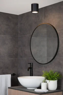 Badkamerverlichting|Brico Lucide Plafondspot Aven Zwart 9Cm Gu10