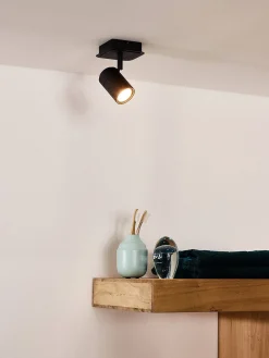 Badkamerverlichting|Brico Lucide Plafondspot Lennert Zwart Gu10 5W