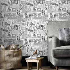 Brico Papierbehang Homestyle Bk32083 Zwart- Behangpapier