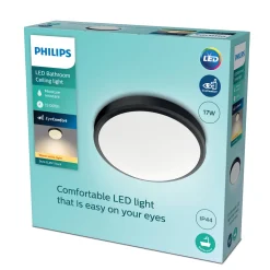 Badkamerverlichting|Brico Philips Plafondlamp Doris Zwart O31,3Cm 17W