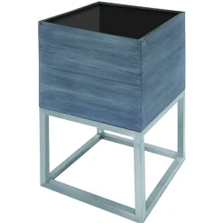 Brico Plantenbak Acaciahout Vierkant 35X35Cm Grijs Geborsteld- Plantenpotten En -Bakken
