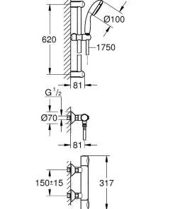 Douchesets|Brico Precision Flow Thermostatische Douchekraan 1/2" Met Doucheset, Chroom