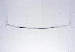 Douchegordijnstangen|Brico Ridder Kwartronde Dochegordijnstang O25Mm 90X90Cm Glanzend Chroom Aluminium