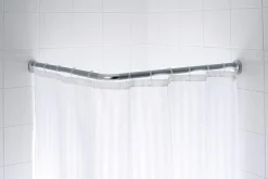 Douchegordijnstangen|Brico Ridder Universele Hoekdouchegordijnrail O25Mm Mat Zilver Aluminium