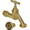 Buitenkranen|Brico Sanivesk Tapkraan Met Krukbediening En Slangwartel Messing ( Buitendraad X Buitendraad ) 1/2" X 3/4"