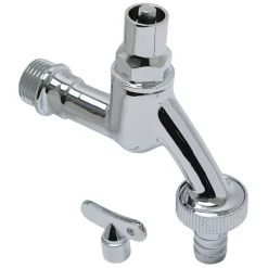 Buitenkranen|Brico Sanivesk Tapkraan Met Sleutelbediening En 2 Sleutels Chroom (Buitendraad X Buitendraad ) 1/2" X 3/4"