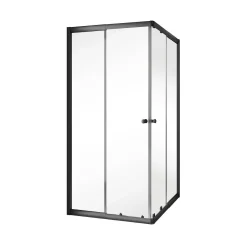 Douchedeuren|Brico Schulte Hoekinstap - Schuifdeur - 80-90X80-90X180 -Zwart - Helder