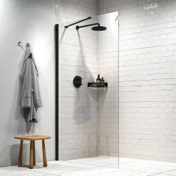 Douchewanden & Inloopdouches|Brico Sealskin Hooked Inloopdouche Type A3 140X200Cm| 6Mm Helder Veiligheidsglas Met Antikalklaag Matzwart
