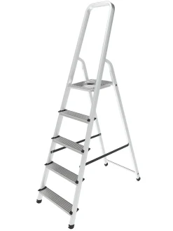 Huishoudladders|Brico Sencys Huishoudtrap Aluminium 5-Treeds