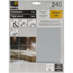 Brico Sencys Schuurvel Stearaat Wit 230X280Mm P240 3St- Schuurpapier