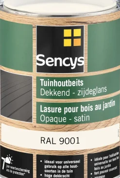 Brico Sencys Tuinhoutbeits Dekkend Zijdeglans Ral9001 2,5L- Beits
