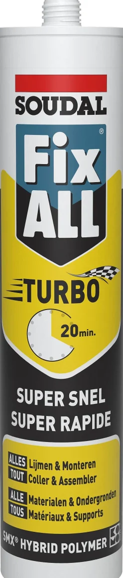 Tape & Lijm|Brico Soudal Lijmkit Fix All Turbo Wit 290Ml