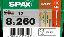 Brico Spax Schroef 'Hi.Force' Wirox 8X260Mm 12 Stuks- Schroeven