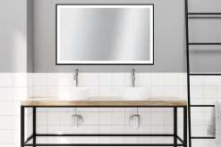 Spiegels|Brico Spiegel Swann Rechthoek Met Ledverlichting Touch En Spiegelverwarming Zwart 75X120Cm