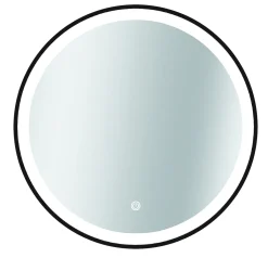 Spiegels|Brico Spiegel Swann Rond Met Ledverlichting Touch Schakelaar En Spiegelverwarming Zwart O90Cm