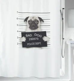 Douchegordijnen|Brico Spirella Douchegordijn Bad Dog Zwart 180Cm