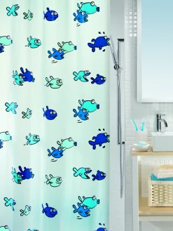 Douchegordijnen|Brico Spirella Douchegordijn Hugo Blauw 180Cm