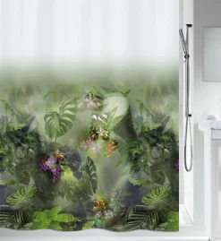 Douchegordijnen|Brico Spirella Douchegordijn Jungle Groen 180Cm