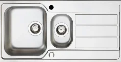 Keukenbladen & Spoelbakken|Brico Spoelbak Athena 1,5 Bak 100X50Cm Met Afdruiprek Rvs