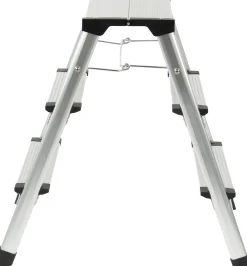 Huishoudladders|Brico Steppy Huishoudtrap Aluminium Dubbel 3 Treden Platform 31X20 Cm