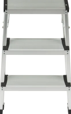 Huishoudladders|Brico Steppy Huishoudtrap Aluminium Dubbel 3 Treden Platform 31X20 Cm