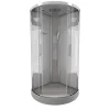 Douchecabines|Brico Technische Eigenschappen:85X185X215Cmbenodigde Hoogte Voor Installatie 230Cmmetaalgrijs Gelakte Aluminium Structuuromkeerbare Schuifdeur In 6 Mm Van Gehard Glasachterwand Van Grijs Gehard Glas Van 5 Mmcomposiet Houten Kolom Met Roestvrijstalen Plaatvoorwanden En Zijkanten Met Gematteerde Bandenversterkt Grijs Acryl Dak En Douchebakmagnetische Sluitingsiliconenvrije Montagetoebehoren: Rvs Regendouchekopanti-Kalksteen Multi-Jet Roestvrijstalen Hydromassagepaneelanti-Kalksteen Handdouchepvc-Slang Met Metallic Effectglazen Plankenverchroomd Roestvrijstalen Handvatmechanische Mengkraan90 Mm Afvoer Met Hoog Debietcomposiet Houten Roostergeleverd Met Aansluitslangen