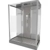 Douchecabines|Brico Technische Eigenschappen:75X150X215Cmbenodigde Hoogte Voor Installatie 230Cmmetaalgrijs Gelakte Aluminium Structuuromkeerbare Schuifdeur In 6 Mm Van Gehard Glasachterwand Van Grijs Gehard Glas Van 5 Mmcomposiet Houten Kolom Met Roestvrijstalen Plaatvoorwanden En Zijkanten Met Gematteerde Bandenversterkt Grijs Acryl Dak En Douchebakmagnetische Sluitingsiliconenvrije Montagetoebehoren: Rvs Regendouchekopanti-Kalksteen Multi-Jet Roestvrijstalen Hydromassagepaneelanti-Kalksteen Handdouchepvc-Slang Met Metallic Effectglazen Plankenverchroomd Roestvrijstalen Handvatmechanische Mengkraan90 Mm Afvoer Met Hoog Debietcomposiet Houten Roostergeleverd Met Aansluitslangen