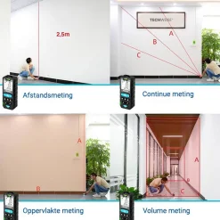 Lasermeters|Brico Techweise Laser Afstandsmeter 50M - Met Alle Meetopties