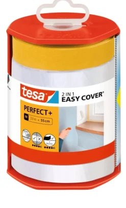 Brico Tesa Afplaktape Easy Cover Perfect + Dispenser & Refill 33Mx55Cm- Afdekfolie & Bescherming