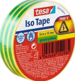 Brico Tesa Isolatietape Iso Tape Pvc Groen-Geel 10Mx15Mm- Technische Tape
