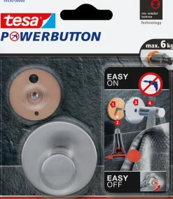 Brico Tesa Powerbutton Haak Rond Glanzend Mat Chroom 6Kg- Ophangsystemen