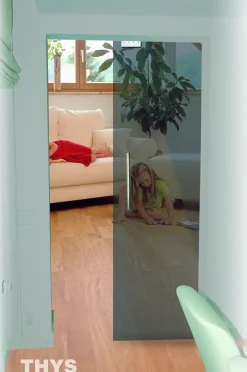 Brico Thys Veiligheidsglas Schuifdeur 'Thytan Sliding' Grijs Gerookt 215X83Cm- Schuifdeuren