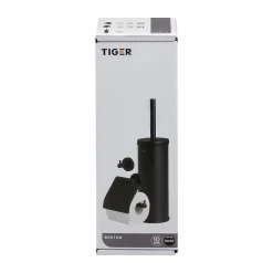 Toiletaccessoires|Brico Tiger Accessoireset Boston - Toiletborstel Met Houder Vrijstaand - Toiletrolhouder - Haak – Zwart