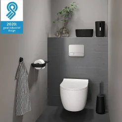 Toiletaccessoires|Brico Tiger Tess Toiletrolhouder Met Planchet Zwart/Antraciet