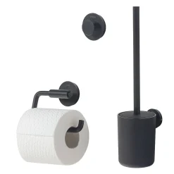 Toiletaccessoires|Brico Tiger Toiletaccessoireset Urban Toiletborstel Met Houder + Toiletrolhouder Zonder Klep + Handdoekhaak Zwart
