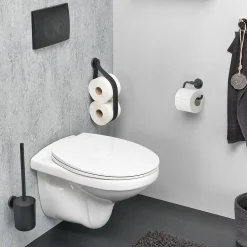 Toiletaccessoires|Brico Tiger Toiletaccessoireset Urban Toiletborstel Met Houder + Toiletrolhouder Zonder Klep + Handdoekhaak Zwart