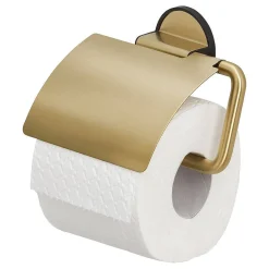 Toiletaccessoires|Brico Tiger Toiletrolhouder Tune Met Klep Messing Geborsteld / Zwart