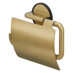 Toiletaccessoires|Brico Tiger Toiletrolhouder Tune Met Klep Messing Geborsteld / Zwart