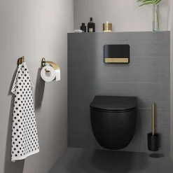 Toiletaccessoires|Brico Tiger Toiletrolhouder Tune Met Klep Messing Geborsteld / Zwart