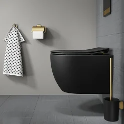 Toiletaccessoires|Brico Tiger Toiletrolhouder Tune Met Klep Messing Geborsteld / Zwart