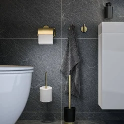 Toiletaccessoires|Brico Tiger Toiletrolhouder Tune Met Klep Messing Geborsteld / Zwart