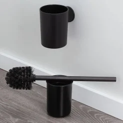 Toiletaccessoires|Brico Tiger Tune Toiletborstel Met Houder Zwart Metaal Geborsteld / Zwart