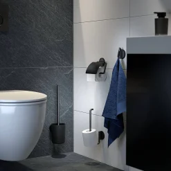 Toiletaccessoires|Brico Tiger Tune Toiletborstel Met Houder Zwart Metaal Geborsteld / Zwart