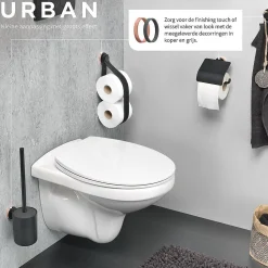 Toiletaccessoires|Brico Tiger Urban Toiletborstel Met Houder Zwart