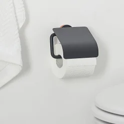 Toiletaccessoires|Brico Tiger Urban Toiletrolhouder Met Klep Zwart