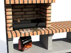 Brico Tuozi Stenen Barbecue Napoles Deluxe 144X58X205Cm- Betonnen Barbecue