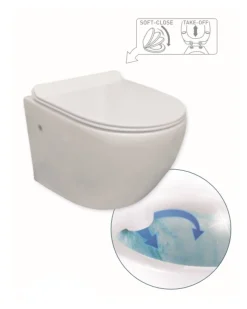 Wandclosetten|Brico Van Marcke Go Hangtoilet Randloos + Softclose En Take-Off Toiletzitting Wit 500X360X370Mm